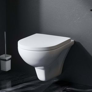AM.PM Hänge-WC Wand Toilette Spülrandloses mit Softclosing-Sitzabdeckung inkl. WC-Sitz, Weiss