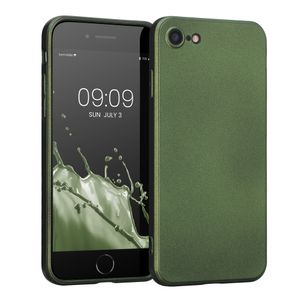 kwmobile Handyhülle kompatibel mit Apple iPhone SE (2022) / iPhone SE (2020) / iPhone 8 / iPhone 7 - Silikon Case - Soft Hülle - Handy Cover in Metallic Tannengrün