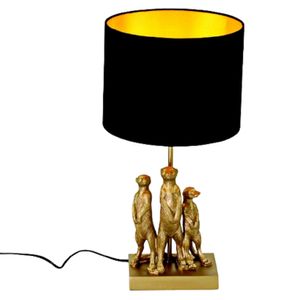 Stolná lampa Surikata čierna zlatá stojaca lampa Deco Animal Veľký dizajn odtieň