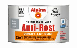 Alpina 300 ml Anti-Rost Metallschutz-Lack, 3in1, RAL 7001 Hellgrau Glänzend