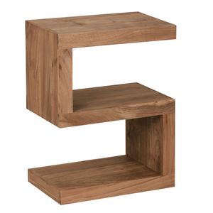 Beistelltisch "S" Cube NAKO: Sheesham-Holz, S-Form, 44x30 cm, 60 cm Höhe, handgefertigt - KADIMA DESIGN