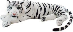 BRUBAKER Tiger Kuscheltier Weiß 60 cm - liegend lebensecht Stofftier Plüschtier - König des Dschungels