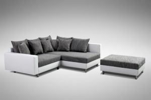 Modernes Sofa Couch Ecksofa Eckcouch in weiss Eckcouch mit Hocker  - Minsk R
