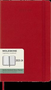 Moleskine 18 Monate Wochen Notizkalender 2023/2024, L/A5, 1 Wo = 1 Seite, Rechts Linierte Seite, Hard Cover, Scharlachrot