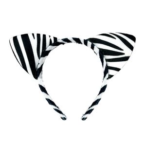 Oblique Unique Haarreif Zebra Ohren Haarreifen für Fasching Karneval Motto Party Kostüm Accessoire - schwarz weiß