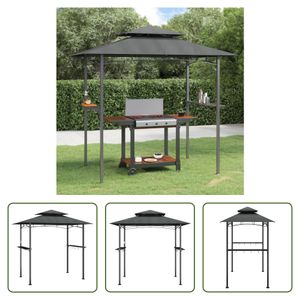 The Living Store Grillpavillon mit Seitenregalen Anthrazit 240x150x243 cm Stahl