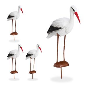 relaxdays 4 x Gartenfigur Storch