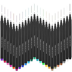 24 Farben Fineliner Stiften pigment Liner Set — Feine Filzstifte 0.4mm Spitze, Ideal für Kalligraphie, zum Präzisionszeichnen, Schreiben, Malen für Erwachsene, Comics, Mang