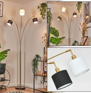 Schiavonea Stehlampe aus Metall/Stoff in Schwarz/Messing gebürstet/Weiß