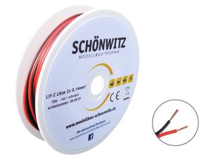 Schönwitz 50148 10m LIYZ Zwillingslitze 2x 0,14mm² rot / schwarz