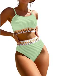 Damen Tankinis Badeanzüge Schwimmanzug Zweiteilige Swimsuits Bikini Bademoden Farbe:Hellgrün,Größe M