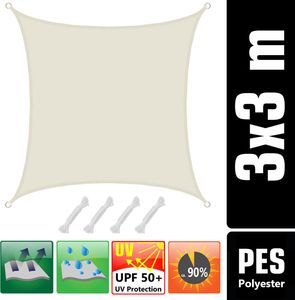 3x3m Sonnensegel Viereckig Wasserdicht - Sonnenschutz Segel Set mit Befestigung 3x3m Sonnensegel Viereckig Wasserdicht - Sonnenschutz Segel Set mit Befestigung