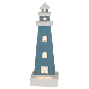 Deko Holz Leuchtturm mit 6 LED