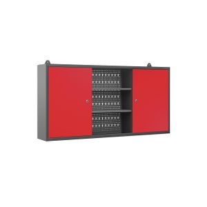 Hängeschrank Werkzeugschrank Werkstattschrank Metallschrank mit Lochwand Metall, 120 cm x 60 cm x 20 cm, Farbe: Anthrazit-Rot