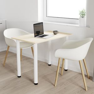 60x40 | Esszimmertisch - Esstisch - Tisch mit WEIßEN  Beinen - Küchentisch - Bürotisch | AHORN