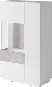 Geschirrschrank Andrea mit 2 Türen, Weiß und Beton, 139cm