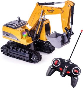 6-Kanal Ferngesteuerter Bagger: Bagger Traktor Spielzeug für Kinder mit Lichtern und Ton, Spielzeug mit Fernsteuerung 1:24 LKW