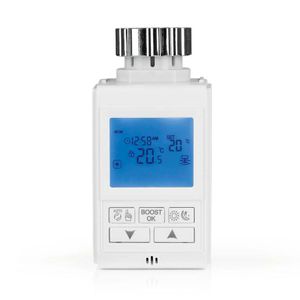 EASYmaxx Heizkörperthermostat Digital Temperatur Uhrzeit Wochentag einstellbar Beleuchtetes Display 5 Modi Boost-Funktion schnelles Aufheizen Weiß
