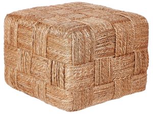 BELIANI Pouf Ottoman Beige Jute 50 x 50 x 35 cm EPS-Perlen Füllung Quadratisch Boho Stil Wohnzimmer