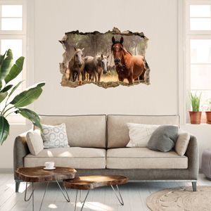 3D-Wandsticker Pferde auf der Weide, Herde, Pferd, Tier - Wandtattoo M1265 – Design 01 / klein