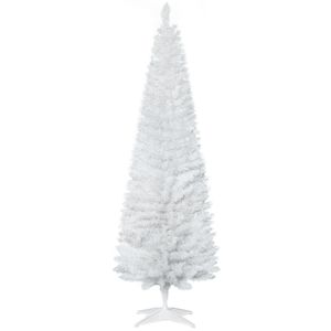 HOMCOM Weihnachtsbaum Tannenbaum mit Kunststoffständer 390 Spitzen Weiß Ø 55 x H180 cm