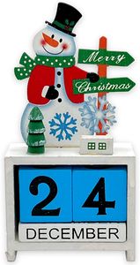 Adventskalender Weihnachten Dekoration, Weihnachts Countdown Kalender Würfel Holz Desktop Ornamente Frohe Weihnachten Holz Weihnachtsfigur Kalender Feiertags Deko, Schneemann