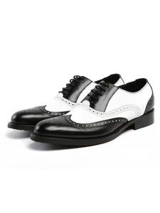 Herren Britischer Wind OxfordArbeitspunkte Zehenlederschuh Leichte Business Kleidungsschuhe Weiß schwarz,Größe:EU 44