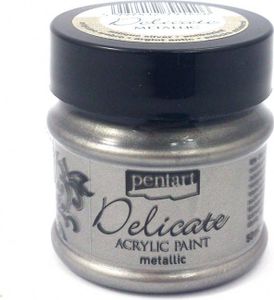 Farba metaliczna Delicate - Pentart - antyczne srebro / antique silver 50ml
