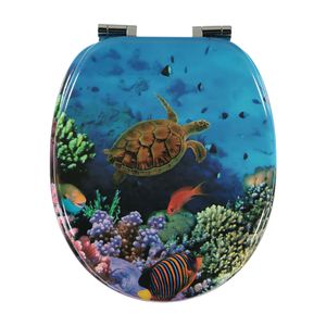 Premium MDF Toilettensitz mit Absenkautomatik in verschiedenen Designs, WC Sitz Design:Korallen und Fische