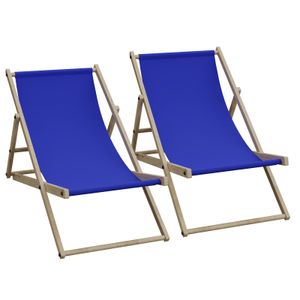 2er Set Liegestuhl Doppelpack Strandliege Liege Stuhl Strand Sonnenliege Gartenliege Klappstuhl Dunkelblau
