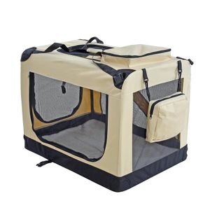 Transportbox Hundebox Faltbox XL Transporttasche faltbar Tierbox Hunde Beige