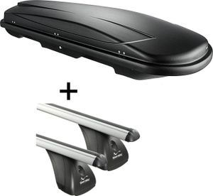 Střešní box VDPJUXT600 600Ltr uzamykatelný + hliníkový střešní nosič Aurilis VDP kompatibilní s pro Peugeot 5008 (No Rails) (5dveřový) od 2009