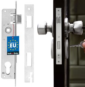 KOTARBAU® Einsteckschloss 90/20mm DIN Rechts Links Profilzylinder Schloss Türschloss Haustür Rohrrahmenschloss mit Gegenplatte Verzinkt  Rostfrei
