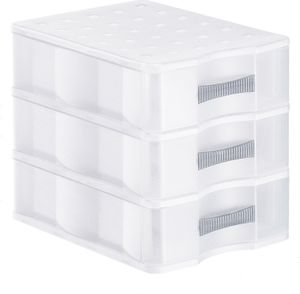 Schubladenbox 3 Schübe DIN A5 QUADRIX, Farbe:Transparent