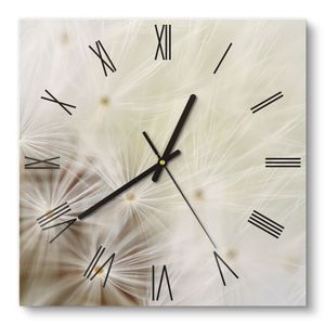 DEQORI Glasuhr 30x30 cm Römisch 'Pusteblume ganz nah' Wanduhr Glas Uhr Design leise