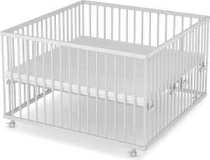 Laufgitter 120x120 cm mit Matratze - weiß - Premium Kollektion