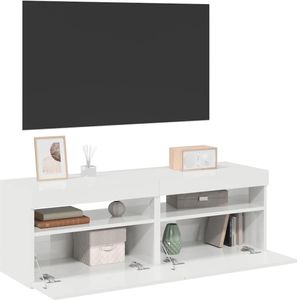vidaXL TV-Schränke mit LED-Leuchten 2 Stk. Hochglanz-Weiß 60x35x40 cm