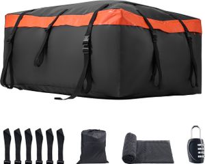 SucceBuy Torba na bagażnik dachowy o pojemności 20 stóp sześciennych, wodoodporna torba na bagażnik dachowy 840D PVC, mata antypoślizgowa, zamek, 6 haków drzwiowych, do wszystkich pojazdów