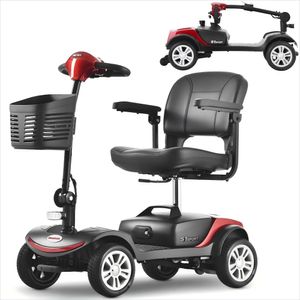 LVHOM seniorský elektrický skútr s 300W motorem, skútr s 9palcovými pneumatikami, skládací elektrický skútr, elektrický invalidní vozík, červený