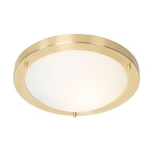 QAZQA - Moderne Außen Deckenleuchte I Deckenlampe I Lampe I Leuchte Gold I Messing 31 cm IP44 - Yuma I Außenbeleuchtung - Stahl Rund - LED geeignet E27