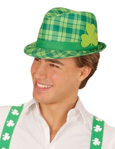 Fedora Hut mit Kleeblatt St. Patricks Day grün