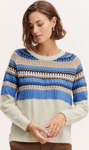 fransa FRISABELLA Damen Strickpullover Feinstrick Pullover mit Rundhalsausschnitt und Norweger Muster