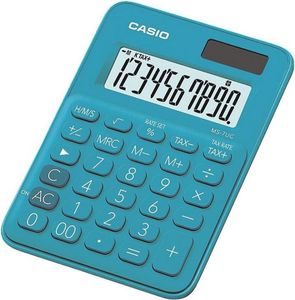 CASIO Tischrechner MS-7 - Solar-/Batteriebetrieb, 10stellig, LC-Display, blau