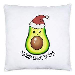 Merry Christmas Kissen Inkl Füllung Geschenkidee Avocado-Fans Süßes Motiv für Weihnachten für Familie Freunde