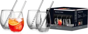Ritzenhoff & Breker party set SPRITZ 8dílná sada 4 sklenic na pití a 4 skleněných brček