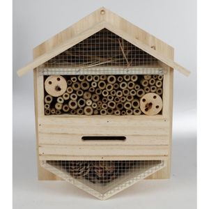 6 Stück Insektenhotels Set Emma Tanne Holz Haus für den Garten Deko Bienenhäuser