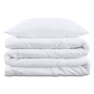 Bettdecke Ganzjahresdecke 155 x 220 cm - Steppdecken Schlafdecke leicht für Allergiker Steppbettdecke hypoallergen Weiß Set: Weiße Bettdecke mit Kissen
