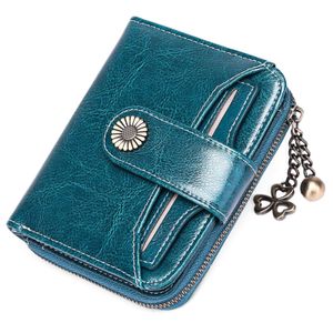 Mofut Brieftasche Geldbörse Damen Klein, Geldbeutel Frauen Echtes Leder, mit Münzfach Kleines Zipper Brieftasche Kartenhalter mit RFID Blocker