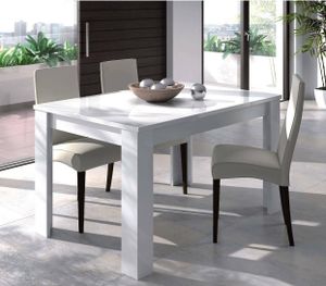 Ausziehbarer Tisch Midland, Ausziehbare Konsole für Esszimmer, Ausziehbarer Küchentisch mit Verlängerung, 140/190x90h78 cm, Glänzend Weiß