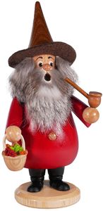 DWU Räuchermann Kräuterzwerg rot - Höhe: ca. 19 cm - Handarbeit aus dem Erzgebirge